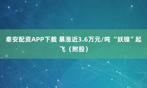 秦安配资APP下载 暴涨近3.6万元/吨 “妖镍”起飞（附股）